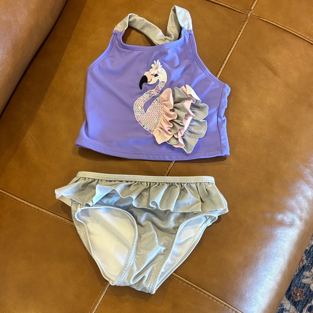 Purple Flamingo Swimsuit Set